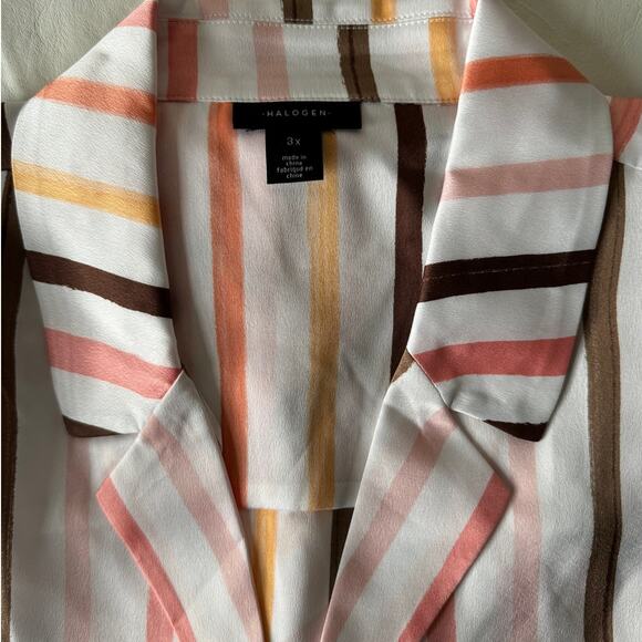 New Halogen Stripe Short Sleeve Button-Up Camp Shirt Size 3X - Picture 4 of 8